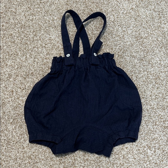 Navy Blue Kids Suspender Shorts - Picture 4 of 6